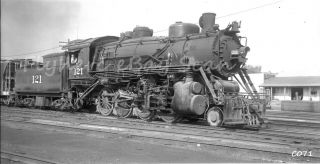 B&w Negative Missouri Pacific Railroad 2 - 8 - 0 Steam Loco 121 In 1949