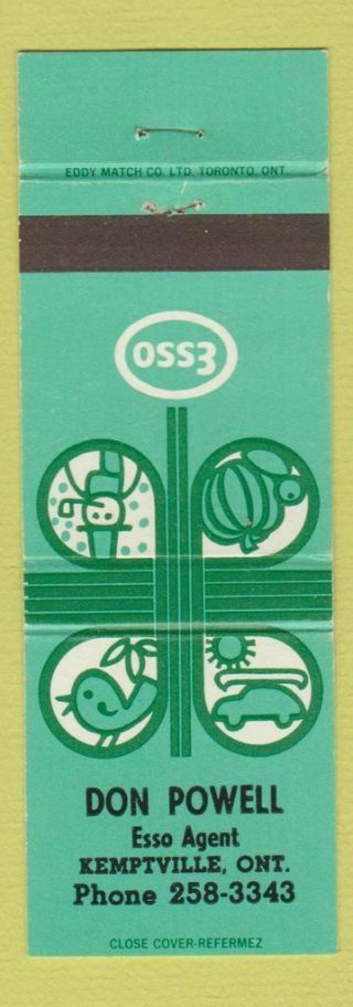 Matchbook Cover - Esso Oil Gas Don Powell Kemptville On
