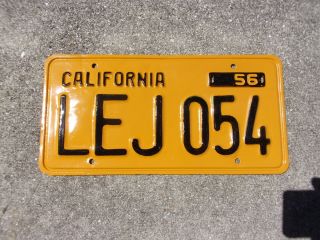 California 1956 License Plate Lej 054