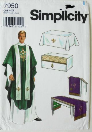 Simplicity 7950 Clergy Altar Cloths Vestments Chasuble Pulpit Sewing Pattern