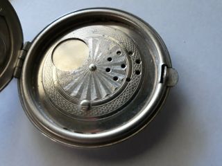 Vintage art deco guilloche powder compact dance purse with finger ring chain 4