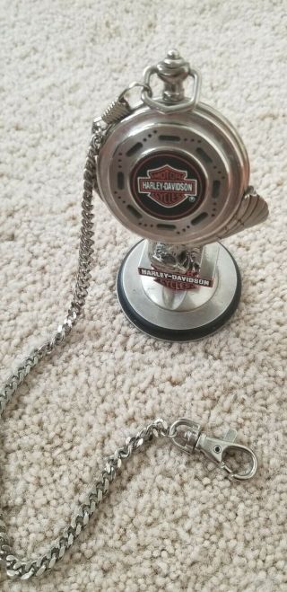 Harley Davidson Franklin Haritage Softail Pocket Watch.  Stand & Chain