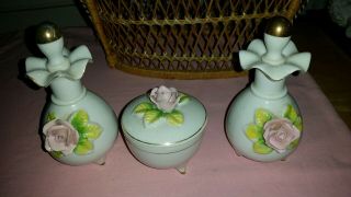 Vintage Thames Three Piece Porcelain Vanity / Dresser Set - Japan