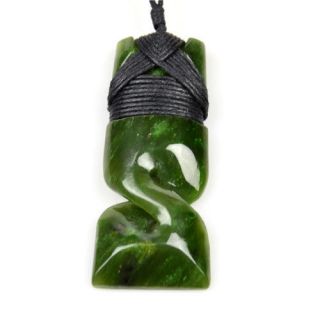 Green Nephrite Jade Twist Hei Toki Pendant Necklace Nz Maori Greenstone Carving