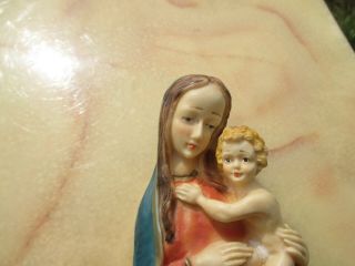 Vintage Holy Water Font Resin Virgin Mary Baby Jesus Church Mother and Child 4