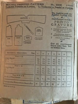 Vintage Sewing Pattern 1931 Nightgown Ensemble McCall 6608 Girls Size 12 2