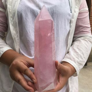 3.  0lb Natural Rose Pink Obelisk Quartz Crystal Pyramid Terminated Wand Cc58