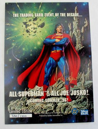 All - Superman All - Joe Jusko Rare Promo Card 1995,  Limited Edition,  Gold Signed