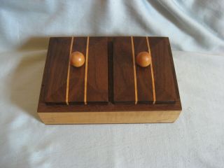 Hand - Crafted Wood Playing Card Holder Case Box 2 Decks Inlaid Woods - 2 Decks 3