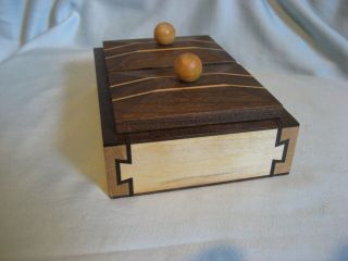 Hand - Crafted Wood Playing Card Holder Case Box 2 Decks Inlaid Woods - 2 Decks 4