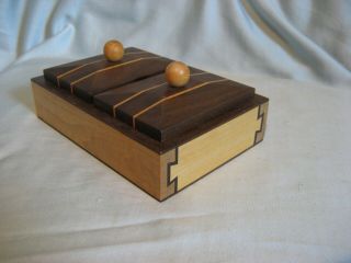 Hand - Crafted Wood Playing Card Holder Case Box 2 Decks Inlaid Woods - 2 Decks 5