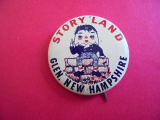 Vintage Story Land Amusement Park Glen Hampshire Humpty Dumpty Pinback