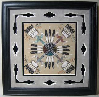 Navajo Sand Painting Whirling Yei By C.  Myerson