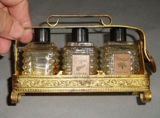 Vintage Cardinal Perfume 3 Miniature Bottles In Locked Caddy