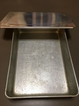 Vintage Heavy Aluminum Mirro Slide Lid Covered Deep Cake Pan 13x9x2 5/8 " M1