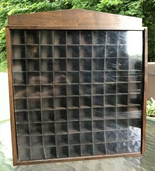 Wood Thimble Rack Wall Shelf Display Case for 100 Thimbles Shadowbox with Cover 2