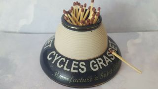 Vintage Style French Pyrogene Match Holder Advertising Cycles Grasset St Etienne