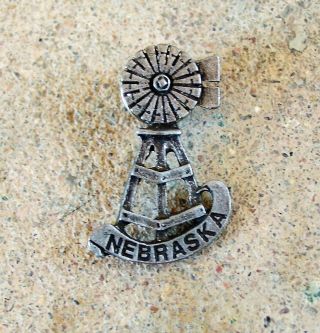 Nebraska Pewter Lapel Pin,  Old - Fashioned Windmill