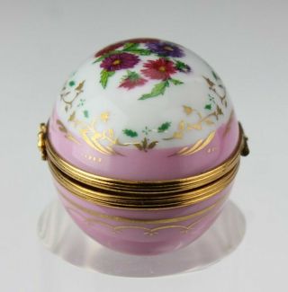 Limoges Castel France Handpainted Floral Porcelain Egg Shape Jewelry Trinket Box 4