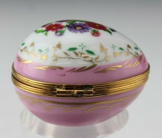 Limoges Castel France Handpainted Floral Porcelain Egg Shape Jewelry Trinket Box 5