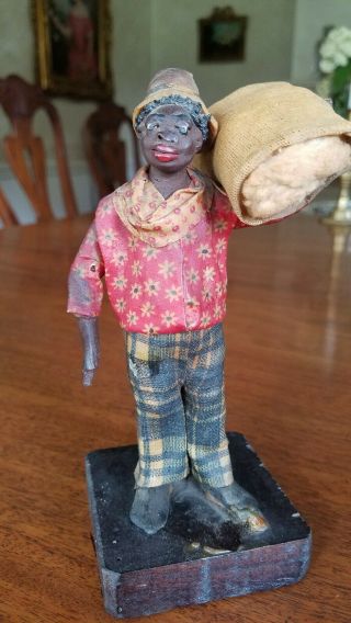 Antique Black Americana Vargas Young Black Man Wax Figurine Cotton,  Orlean