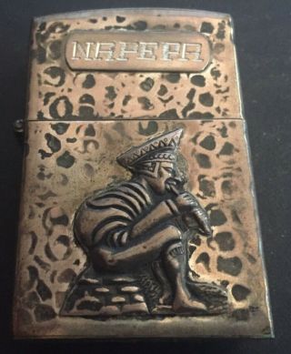 Vintage Sterling Silver Etched Cigarette Lighter Case Only Engraved " Napepa "