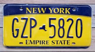 York Empire State Passenger License Plate/tag - Gzp - 5820 Embossed