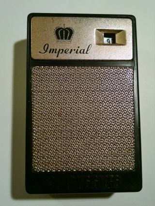 Vintage 1960 Imperial 2 Transistor Portable,  Parts,  Earplugs,  Case,  Box