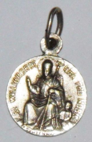 Vintage Signed Silver Holy Medal St.  Willibrord Our Lady Of Luxembourg Latin