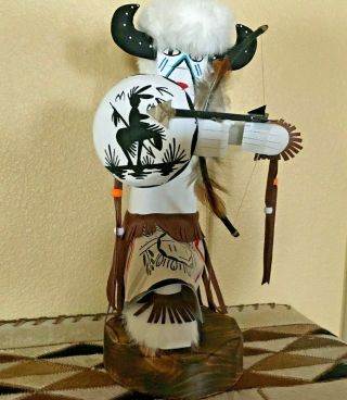 White Buffalo Warrior Kachina Doll 16 " Signed By Navajo Artist In Mexico