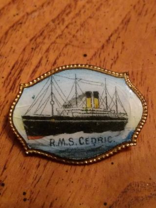 White Star Line Rms Cedric Ocean Liner Enamel Pin Elegant Oval Maritime History