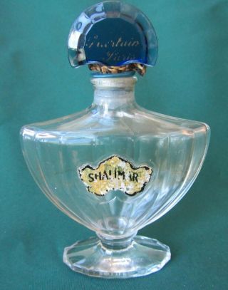 Vintage Shalimar Guerlain 1 Oz.  Perfume Empty Bottle 4 1/8 " France