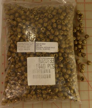 1,  440 Small Round Shank Buttons Antiqued Gold Woven Knotted Texture Design 1/2 "