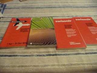 Four (4) Swissair System Timetables - 1978,  1989,  1991.  2000