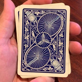 Vintage Bicycle Wheel No.  1 Back Playing Cards 808 Blue C.  1890s