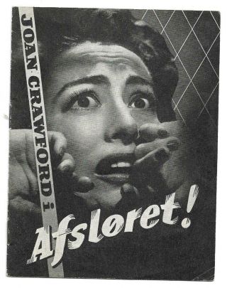 1952 Joan Crawford/ " Sudden Fear " Vintage Danish Program