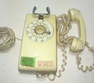 Vintage Rotary Dial Wall Phone Western Electric Almond Bell System