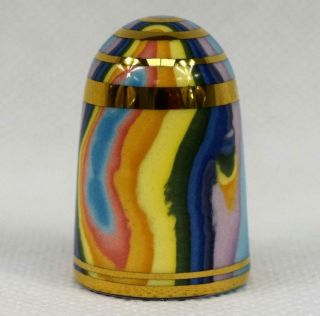 Bouchet Agateware Over The Rainbow Sewing Thimble Ltd Edit Marbled Gold Band