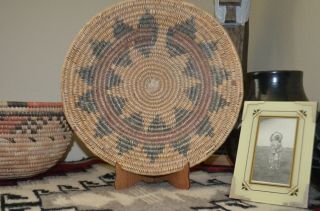 Vintage Native American Indian Navajo Handwoven Wedding Basket 14 Points 11 "