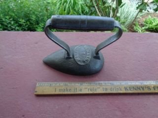 Small Antique Cast Iron Sad Iron Egg Shape Polisher Marked Patent July 14 63