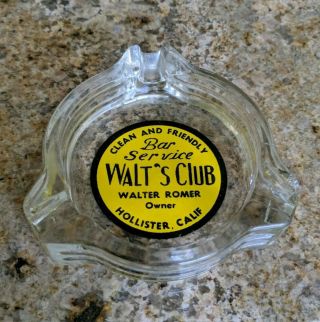 Hollister Vintage Glass Ashtray.  Walt 
