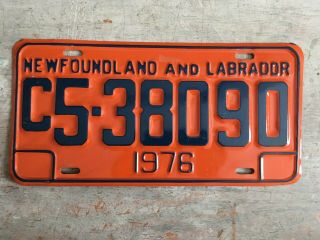Vintage Newfoundland And Labrador Canada License Plate 1976 Great Canadian Tag