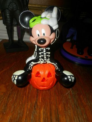 1999 Disney Mickey Mouse In Sleleton Suit,  On A Pumpkin.  Light,  Paper Magic Group
