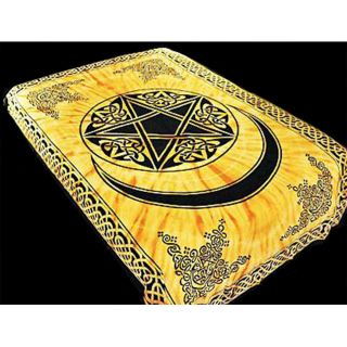 Pentagram Moon Tapestry Yellow Orange Tie Dye 72x108 " Twin Size 100 Cotton