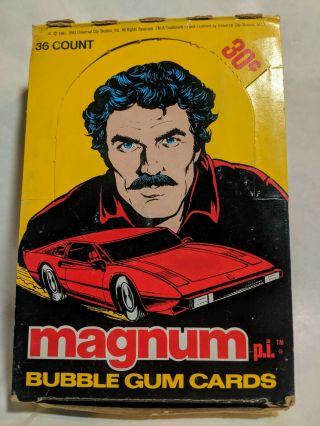 Vintage 1983 Magnum P.  I.  Trading Cards Full Box Of 36 Wax Packs