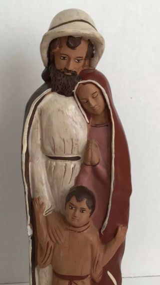 Vintage - Holy Family (jesus,  Mary,  Joseph) Statue,  Approx 13”,  Painted Clay,  Figurine