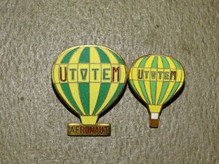 2 Vintage Hot Air Balloon Pins,  U Totem,  One With Aeronaut