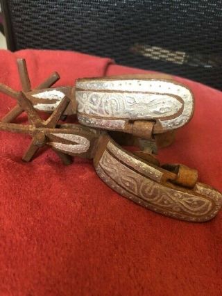 Antique Spurs With Silver Inlay