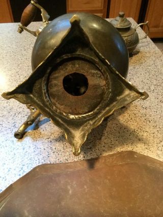 Brass Antique Samovar With Tray & Tea Pot 8