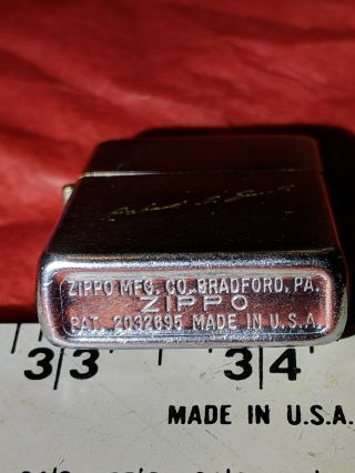 Vintage ZIPPO Lighter WW2 WWII Pat 2032695 Nickel/Brass Engraved 9.  5/10 Rare 4